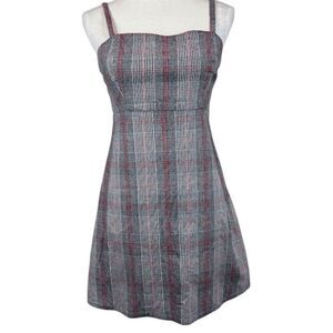 Hollister Black Red Plaid Mini Dress Sleeveless Adjustable Straps Size Small
